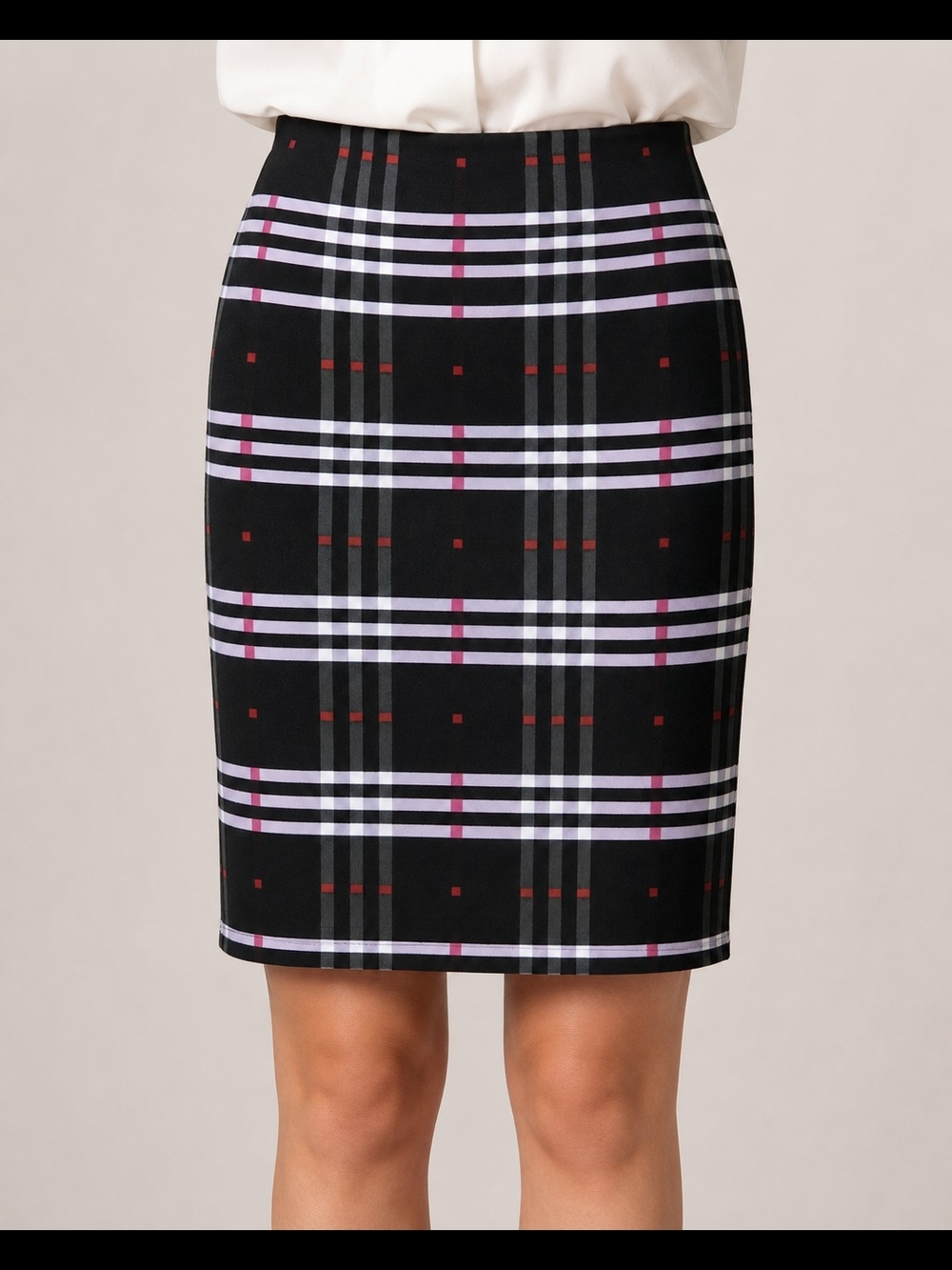 LuLaRoe Womens Black Plaid Pull On Pencil Mini Skirt Size M